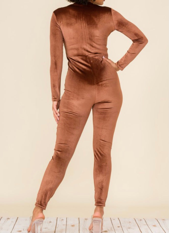 Brown Sugar-Soft Velvet Jumpsuit